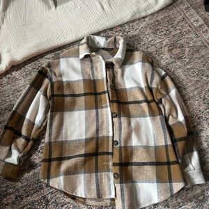 SHEIN Plaid Jacket in Brown and White